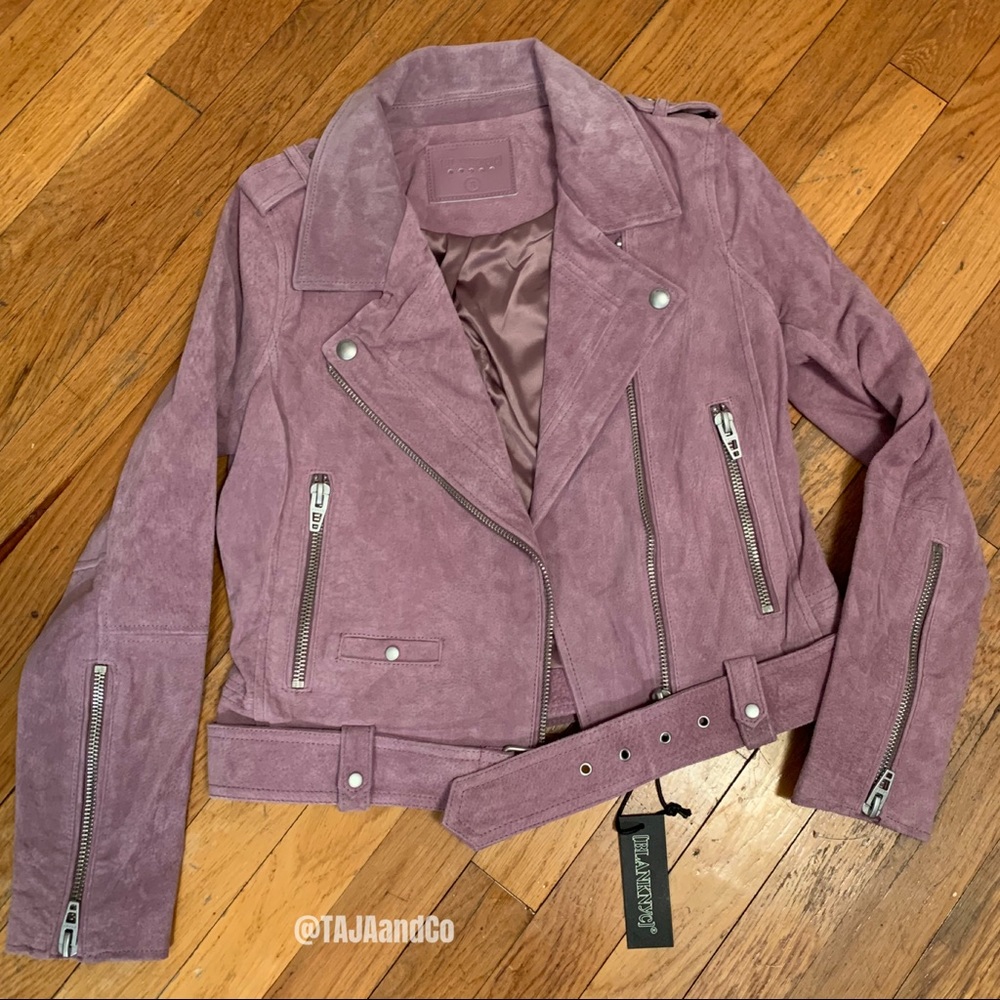 REVOLVE x BLANK NYC: Lilac Suede Moto Jacket - Picture 3 of 9